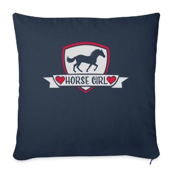 Citation de fille de cheval disant - Housse de coussin décorative 45 x 45 cm - bleu marine - Devant