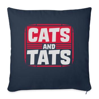 Citation de chats et de tats - Housse de coussin décorative 45 x 45 cm - bleu marine - Devant