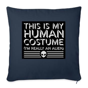 Citation extraterrestre de costume humain - Housse de coussin décorative 45 x 45 cm - bleu marine - Devant