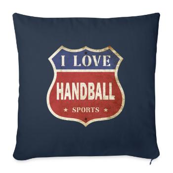 Handball I Love Vintage Retro Shield Route Sport - Sofa pillowcase 17,3'' x 17,3'' (45 x 45 cm) - navy - Front