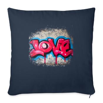 Amour graffiti - Housse de coussin décorative 45 x 45 cm - bleu marine - Devant