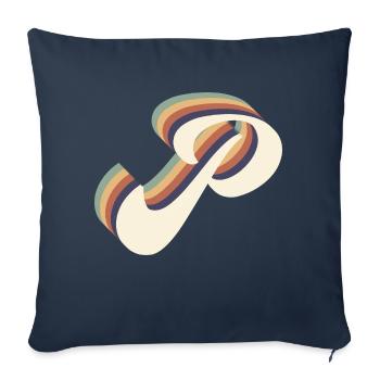 lettre p - Housse de coussin décorative 45 x 45 cm - bleu marine - Devant