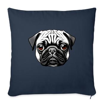 Pug Design Graphic Print Motif - Sofa pillowcase 17,3'' x 17,3'' (45 x 45 cm) - navy - Front