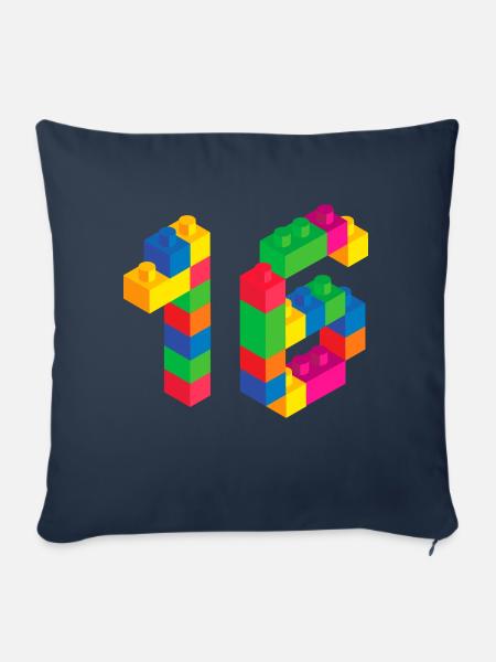 Niedliches Blockgebäude 16. Geburtstagsgeschenk 16 Jahre - Sofakissenbezug 45 x 45 cm - Navy