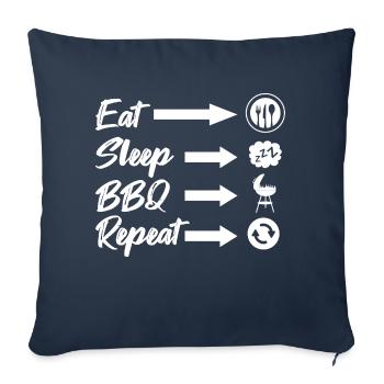 Eat Sleep BBQ Repeat Smoker Barbecue Grilling - Sofa pillowcase 17,3'' x 17,3'' (45 x 45 cm) - navy - Front