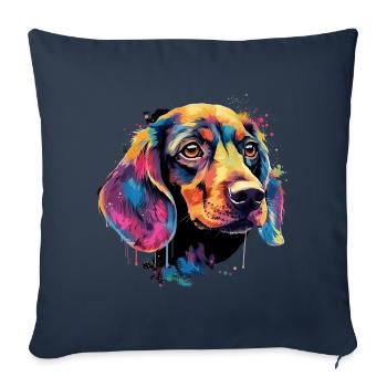 Dachshund Dog Teckel Watercolor Art Dog Head - Sofa pillowcase 17,3'' x 17,3'' (45 x 45 cm) - navy - Front