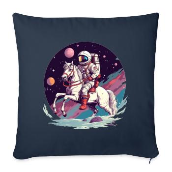 Astronate rides a horse in space - Sofa pillowcase 17,3'' x 17,3'' (45 x 45 cm) - navy - Front