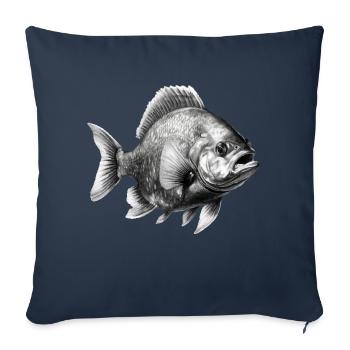 Der Piranha im Bleistift Nr. 2 - Sofakissenbezug 45 x 45 cm - Navy - Vorne