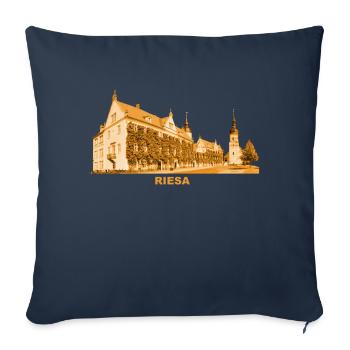 Hôtel de ville de Riesa Elbe Meissen Saxe - Housse de coussin décorative 45 x 45 cm - bleu marine - Devant