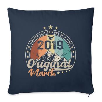 Cadeau D'anniversaire Nées En Mars 2019 Retro 2019 - Housse de coussin décorative 45 x 45 cm - bleu marine - Devant