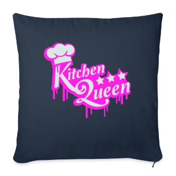 Logo Kitchen Queen lettrage Kitchen Queen femme - Housse de coussin décorative 45 x 45 cm - bleu marine - Devant