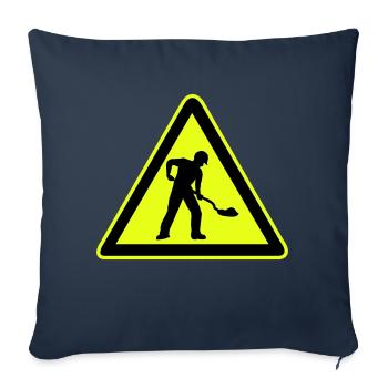 Road construction sign construction site 1 - Sofa pillowcase 17,3'' x 17,3'' (45 x 45 cm) - navy - Front