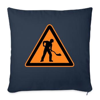 Sign road construction construction site - Sofa pillowcase 17,3'' x 17,3'' (45 x 45 cm) - navy - Front