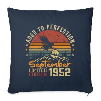 September 1952 Anniversaire Nées en Septembre 1952 - Housse de coussin décorative 45 x 45 cm - bleu marine - Devant