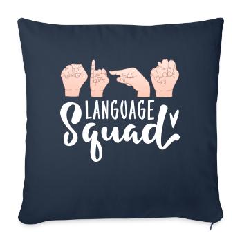 Language Squad Lip Reading American Sign Language - Sofa pillowcase 17,3'' x 17,3'' (45 x 45 cm) - navy - Front