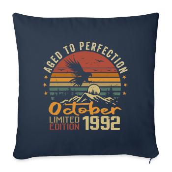 Vintage Octobre 1992 - Cadeau Rétro Octobre 1992 - Housse de coussin décorative 45 x 45 cm - bleu marine - Devant