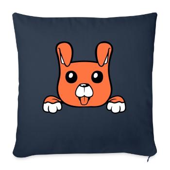 chien derrière le mur clôture signe regarder heureux mignon - Housse de coussin décorative 45 x 45 cm - bleu marine - Devant