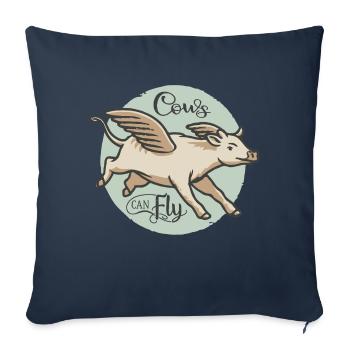 Les vaches peuvent voler - Housse de coussin décorative 45 x 45 cm - bleu marine - Devant