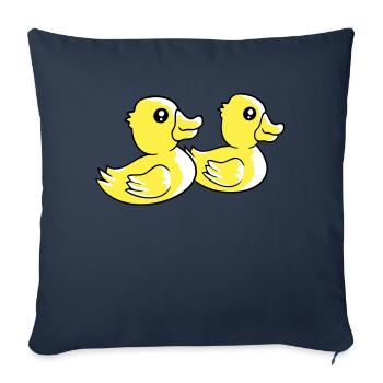 2 canards natation eau couple deux amis équipe - Housse de coussin décorative 45 x 45 cm - bleu marine - Devant
