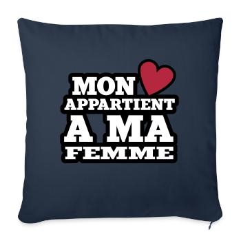 mon coeur appartient à ma femme - Housse de coussin décorative 45 x 45 cm - bleu marine - Devant