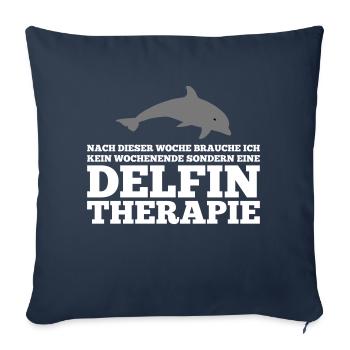 J'ai besoin d'une thérapie aux dauphins - Housse de coussin décorative 45 x 45 cm - bleu marine - Devant