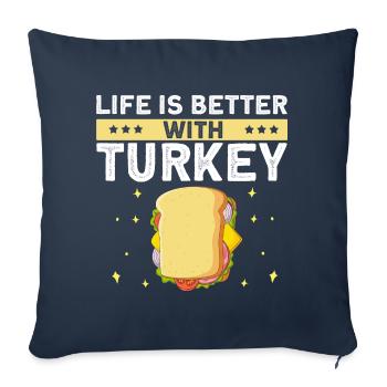 Food Love Sandwich Baguette Ketchup - Housse de coussin décorative 45 x 45 cm - bleu marine - Devant