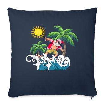 père noël surf - Housse de coussin décorative 45 x 45 cm - bleu marine - Devant