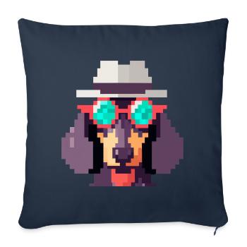 Dachshund Hipster Pixel Art Dog Lovers - Sofa pillowcase 17,3'' x 17,3'' (45 x 45 cm) - navy - Front