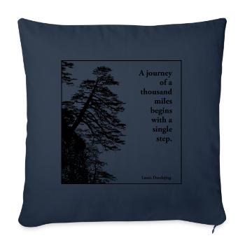 un voyage de mille miles - Laozi - Housse de coussin décorative 45 x 45 cm - bleu marine - Devant