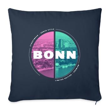 Bonn Allemagne City Skyline Home Love - Housse de coussin décorative 45 x 45 cm - bleu marine - Devant