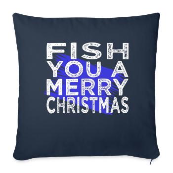 pêcheur dinosaures pêche achigan pêche drôle - Housse de coussin décorative 45 x 45 cm - bleu marine - Devant
