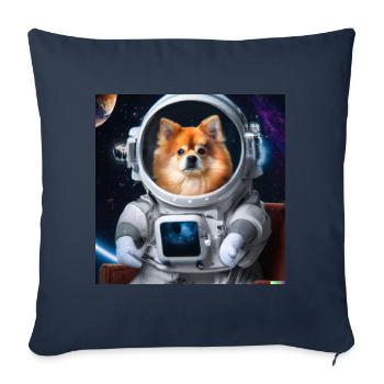 Pomeranian in space suit - dog in space - Sofa pillowcase 17,3'' x 17,3'' (45 x 45 cm) - navy - Front