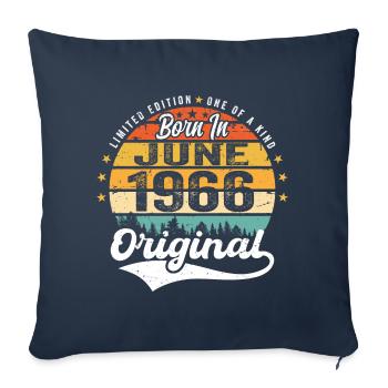 Né en Juin 1966 Cadeau d’anniversaire Juin 1966 - Housse de coussin décorative 45 x 45 cm - bleu marine - Devant