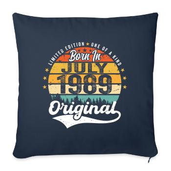 1989 Juillet - Années de grandeur depuis juillet 1989 - Housse de coussin décorative 45 x 45 cm - bleu marine - Devant