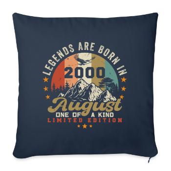 Legends were born in August 2000 August 2000 - Sofa pillowcase 17,3'' x 17,3'' (45 x 45 cm) - navy - Front