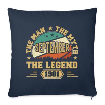 Légendaire depuis septembre 1981 Rétro 1981 Septembre - Housse de coussin décorative 45 x 45 cm - bleu marine - Devant