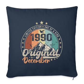Décembre 1990 Cadeau Anniversaire - Decembre 1990 - Housse de coussin décorative 45 x 45 cm - bleu marine - Devant