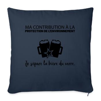 Ma contribution à la protection de l'environnement - Housse de coussin décorative 45 x 45 cm - bleu marine - Devant