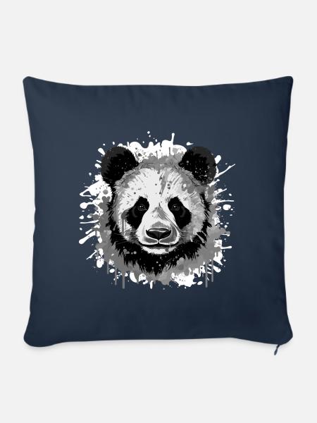 Panda Kopf Porträt Tier - Sofakissenbezug 45 x 45 cm - Navy