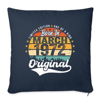 Mars 1972 Vintage Vintage rétro anniversaire 1972 - Housse de coussin décorative 45 x 45 cm - bleu marine - Devant