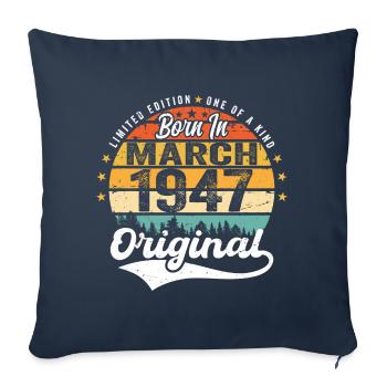 Mars 1947 Vintage Vintage rétro anniversaire 1947 - Housse de coussin décorative 45 x 45 cm - bleu marine - Devant