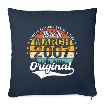 Mars 2007 Vintage Vintage Retro Anniversaire 2007 - Housse de coussin décorative 45 x 45 cm - bleu marine - Devant