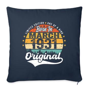 Mars 1931 Vintage Vintage rétro anniversaire 1931 - Housse de coussin décorative 45 x 45 cm - bleu marine - Devant