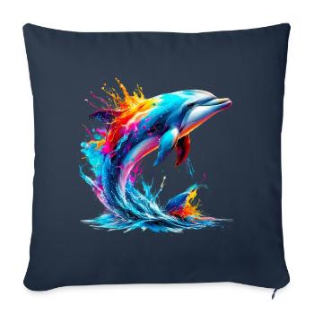 Dauphin - Housse de coussin décorative 45 x 45 cm - bleu marine - Devant