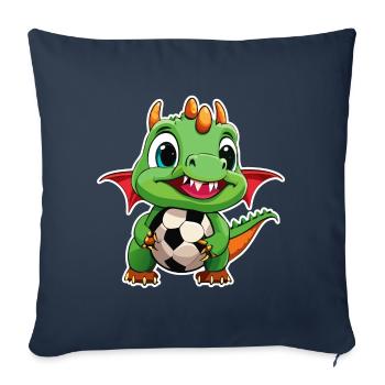 02 Baby Dragon with Soccer Child Picture Funny - Sofa pillowcase 17,3'' x 17,3'' (45 x 45 cm) - navy - Front