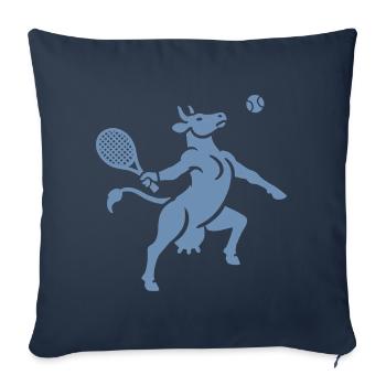 Vache Tennis Ballon Silhouette Minimaliste - Housse de coussin décorative 45 x 45 cm - bleu marine - Devant