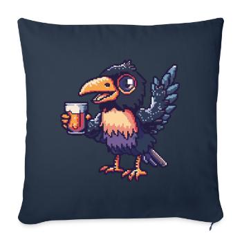 Bière Raven Crow Pixel - Housse de coussin décorative 45 x 45 cm - bleu marine - Devant