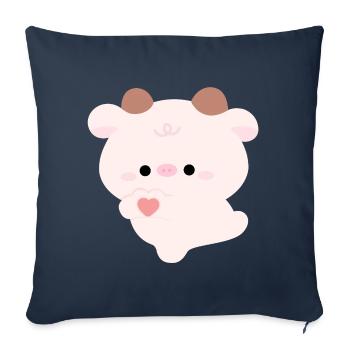 Vache d’amour - Housse de coussin décorative 45 x 45 cm - bleu marine - Devant