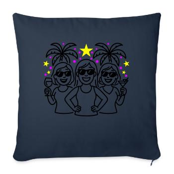 Filles Vacances Fête Palmiers - Housse de coussin décorative 45 x 45 cm - bleu marine - Devant