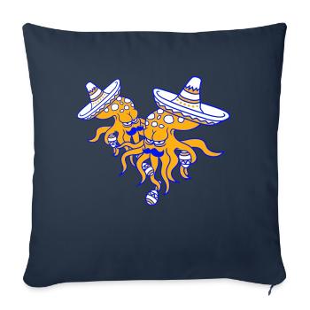 2 Oktopus mexikanische Kultur Hut Musik Band Team - Sofakissenbezug 45 x 45 cm - Navy - Vorne